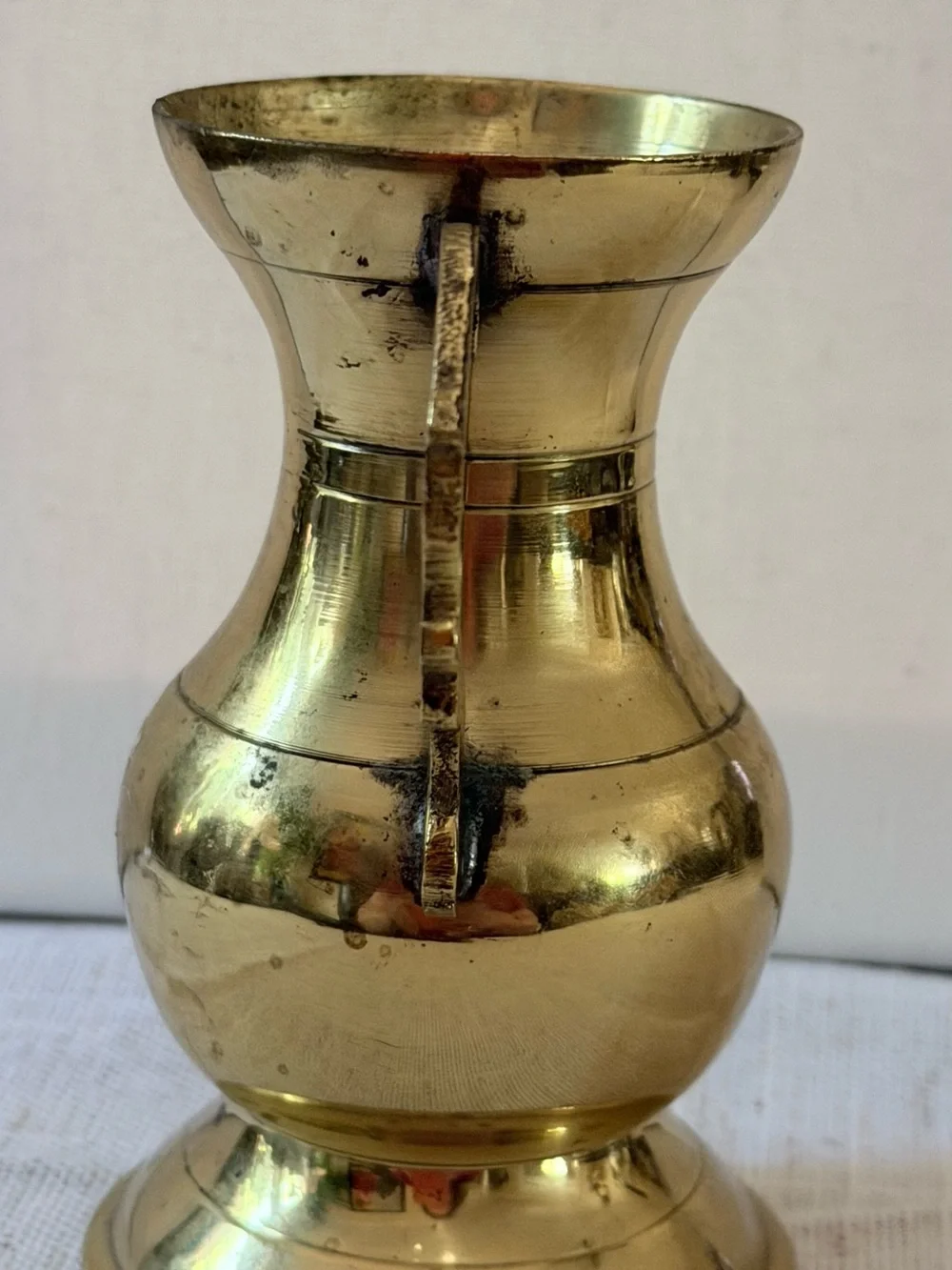 Brass Double-Handled Decorative Vase - Gold Finish